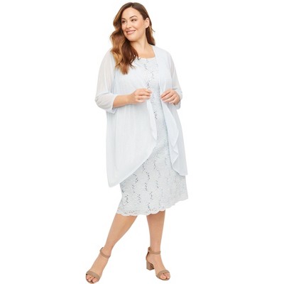 Catherines Women's Plus Size Sparkling Lace Jacket Dress
