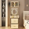 KTMBDW Vanity Desk with Mirror and LED Lights, Makeup Table with Charging Station and drawers and Storage Shelves for Small Space, Bedroom - 2 of 4