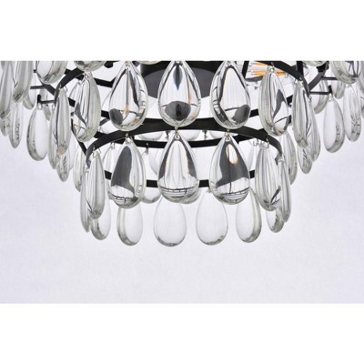 Mila 14'' Black Iron and Crystal Flush Mount Light