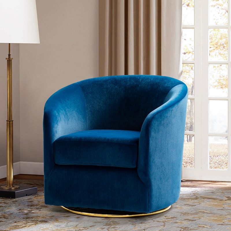 Amarante Comfy Velvet Swivel Chair for Bedroom with Metal Base | Karat Home-TEAL, 2 of 11