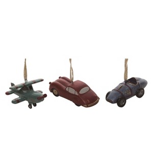 Transpac Resin Vintage Transportation Ornament Set of 3 Christmas Home Decorations - 1 of 1