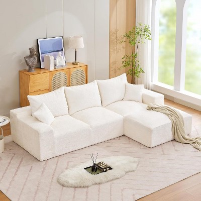 110" Modular Sectional Sofa, L-Shape Cloud Couch with Ottomans, Sponge Compression Sofas for Living Room, No Assembly Required