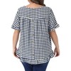 Women's Plus Size Gingham 1950s Vintage Back Button Crew Neck Ruffle Sleeve Hem Casual Plaid Blouses - Agnes Orinda - 4 of 4