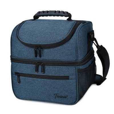 Tirrinia Dual Compartment Lunch Bag for Mens Womens Kids, Insulated Leakproof Reusable Lunch Cooler Tote Bag for Lunch Office School Picnic Beach
