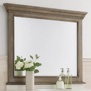 Royal Hampton Vanity Dresser Mirror, Elegant Crown Moldings in Aged Oak Brown - 1 of 4