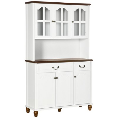 Homcom Kitchen Hutch Storage Cabinet With Antique Details, Feestanding ...