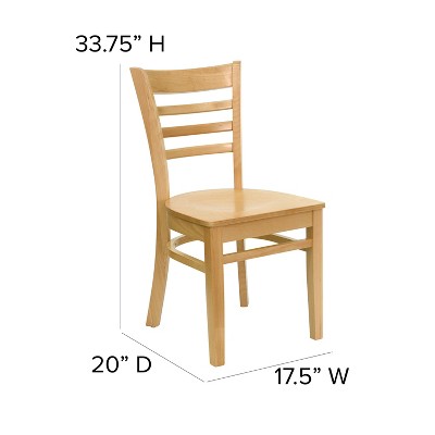 Natural Wood Ladderback High Slat Side Chair in Beige