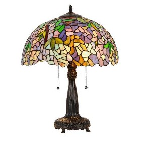 Chloe Lighting Phoebe Tiffany-style 2 Light Wisteria Table Lamp 16" Shade - 1 of 3