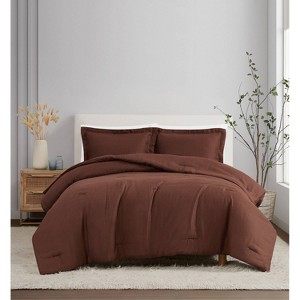 Brooklyn Loom 3pc King Flax Linen Comforter Set Brown - 1 of 4