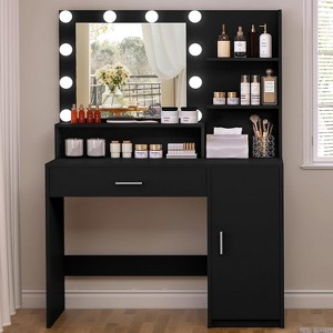 USIKEY Makeup Vanity Desk with Mirror and Lights, 3 Color Modes & Adjustable Brightness, Dressing Table Set for Bedroom - 1 of 4