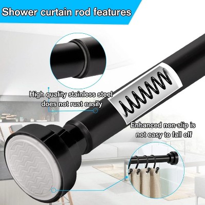 LunaLulinlk Swivel Shower Curtain Rod 44-74 inches Adjustable Matte Black Spring Tension Shower Rod