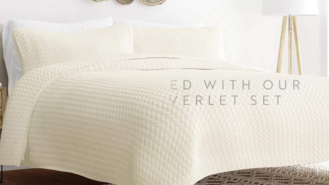 Quilted Coverlet and Shams Set Damask Square Herringbone Pattern - Becky Cameron, 2 of 11, play video