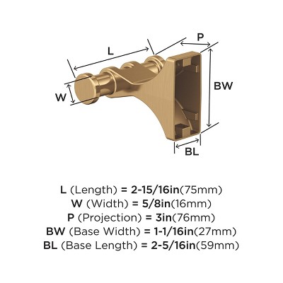 Champagne Bronze Double Prong Wall Mounted Hook