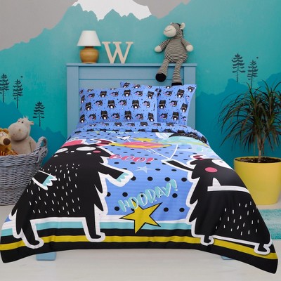 3 Pcs Twin Polyester Microfiber Monster Pattern Soft Washable Duvet Cover Bedding Sets Multicolor - PiccoCasa