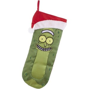 Kurt Adler Pickle Rick and Morty with Santa Hat Christmas Stocking, 19in - 1 of 3