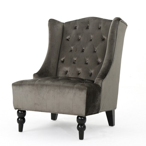 Toddman High Back New Velvet Club Chair Gray Christopher Knight Home