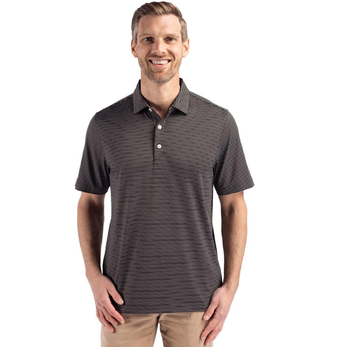Cutter & Buck Forge Eco Fine Line Stripe Stretch Recycled Mens Polo