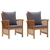 vidaXL Set of 2 Patio Chairs - Solid Acacia Wood Construction - with Comfortable Cushions - Unique Wood Grains - Perfect for Garden, Patio, Terrace - 2 of 4