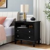 Farmhouse Nightstand with Charging Station,Fluted Design End Table with Open Shelf & 2 Drawers for Bedroom Living Room-Baofuwish - 2 of 4