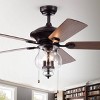 52" Topher Lighted Ceiling Fan with Seeded Glass & Antique Bronze - Warehouse Of Tiffany - 3 of 4