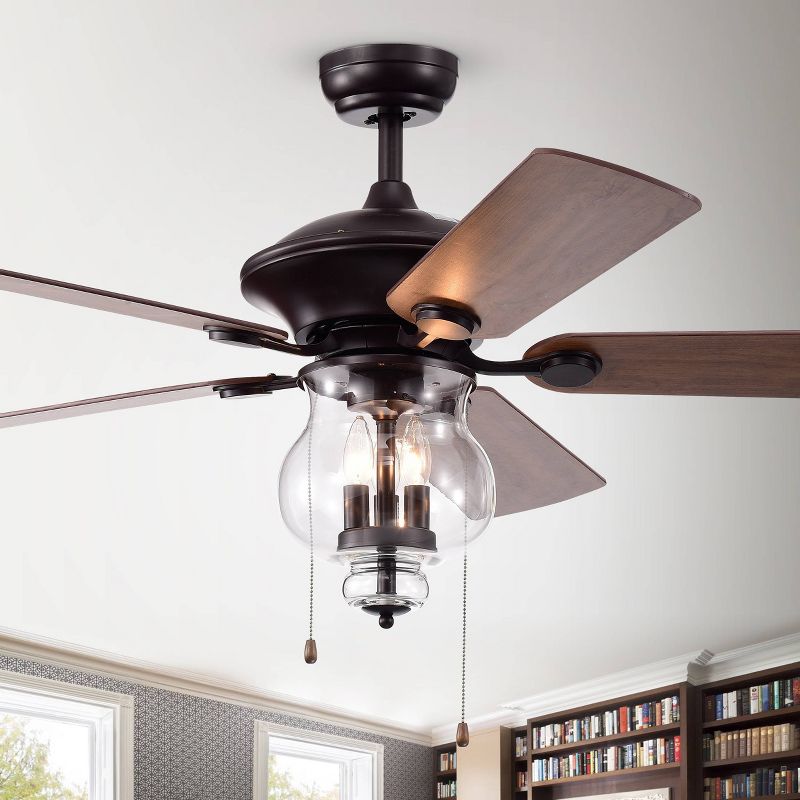 52&#34; x 52&#34; x 22&#34; 5-Blade Topher Lighted Ceiling Fan with Clear Glass Shade Brown - Warehouse Of Tiffany, 4 of 6