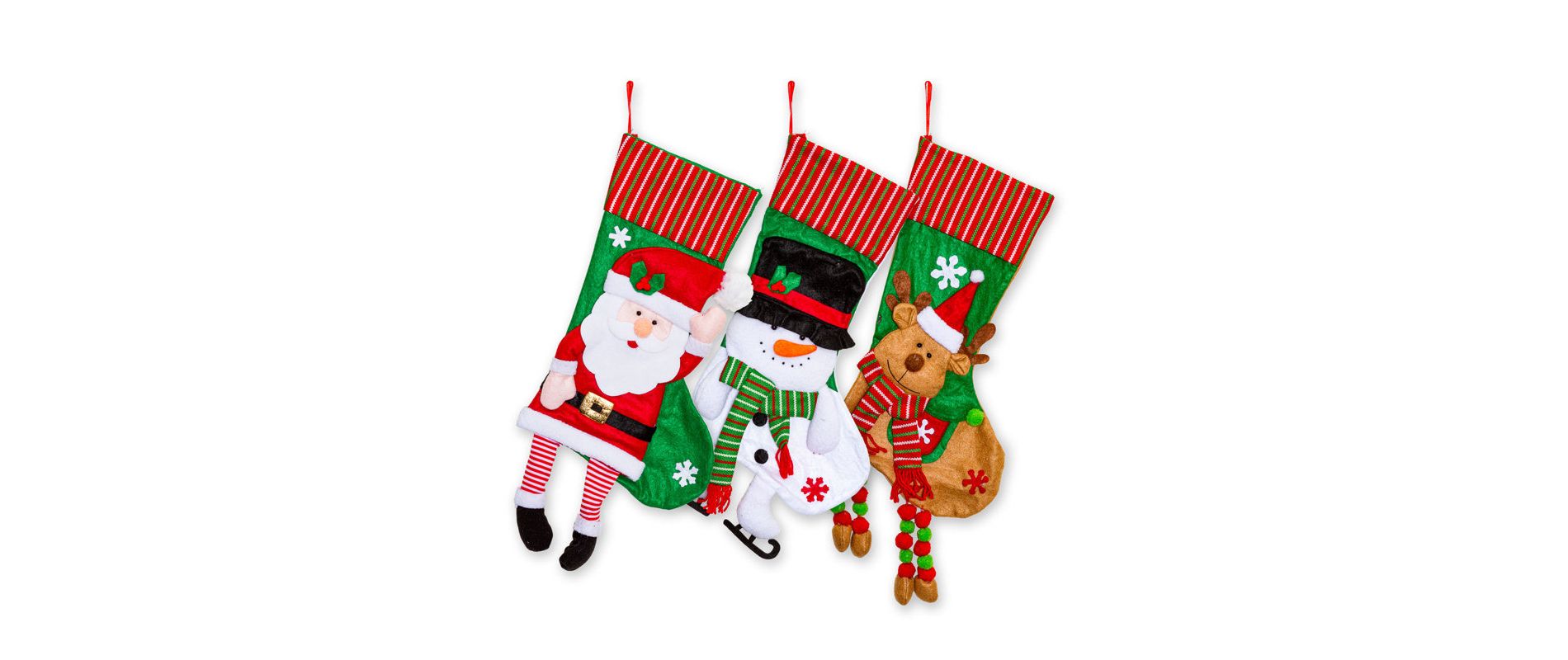 FIONECA 3 Piece Knitted Trim Christmas Stocking Set