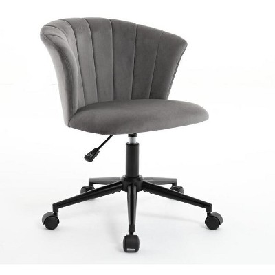 NicBex Adjustable Height Velvet Flower Shape Home Office Chair with Wheels for Work Study Vanity