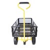 DOMETOUR (Black +Yellow Solid Wheels Wagon Cart) Solid Wheels Tools Cart Wagon Cart Garden Trucks Make It Easier To Transport Firewood - 3 of 4