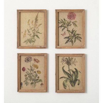 16.75"H Sullivans Retro Wildflower Art Print Set of 4, Multicolor