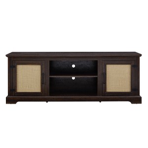 LIVAREEmlen Farmhouse Rattan TV Stand Console Table for TVs up to 70 Inches with 2 Storage Shelves, 65"W*15.55"D*23.86"H - 1 of 4