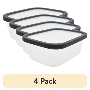 (4 pack) Plastic Durable Gray Food Storage Container 8 Cup 2 Count - 1 of 4