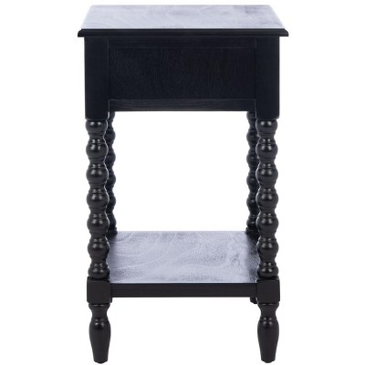 Athena Black Wood and Metal Accent Table with Storage