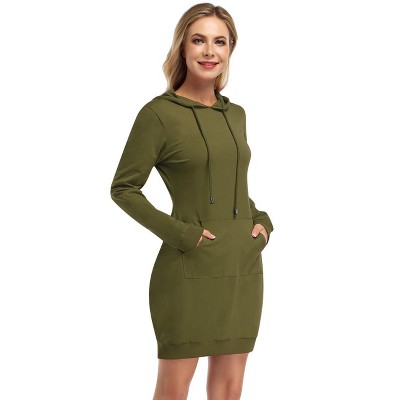 Womens Hoodie Dress Sweatshirt Pullover Kangaroo Casual Dress with Pocket