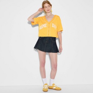 Women's Game Day Cropped Elbow Sleeve V-Neck Athletic Jersey - Wild Fable™ - 1 of 3