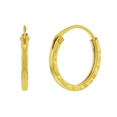 Girls' Diamond Cut Hoop 14k Gold Earrings - In Season Jewelry