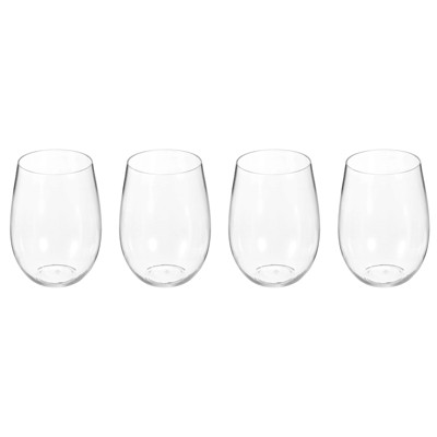 Unique Bargains PET Transparent Lightweight Stemless Wine Glasses Drinkware 16 oz 4 Pcs
