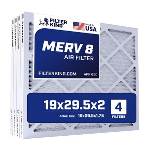 Filter King 19.5x29.5x2 Air Filter | 4-PACK | MERV 8 HVAC Pleated A/C Furnace Filters | MADE IN USA | Actual Size: 19.5 x 29.5 x 1.75" - 1 of 4