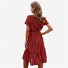 Anna-Kaci Women's V-Neck Short Sleeve Tiered Midi Dress with Waist Tie - 2 of 4