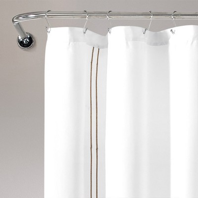 Hotel Collection White and Wheat Embroidered Fabric Shower Curtain 72" x 72"