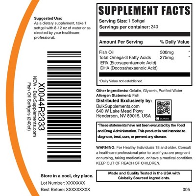 BulkSupplements Fish Oil Softgels