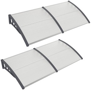 Costway 80'' x 40'' Patio Awning Canopy Outdoor Window Door Overhang Rain Snow Protection Coffee/Grey - 1 of 4