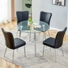 5-Piece Dining Set with Tempered Glass Table and 4 PU Armless Chairs - 3 of 4