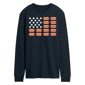 Men's - Instant Message - Hot Dog American Flag Long Sleeve Graphic T-Shirt - 1 of 4