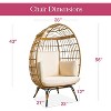 Wicker Egg Chair – PE Rattan Patio Chair with Steel Frame & Ivory Cushion – Perfect for Backyard, Balcony, Garden & Indoor Lounging MAPLE 99 - 3 of 4