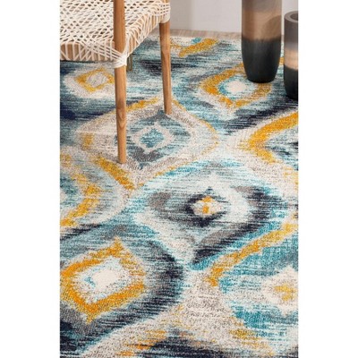 Bohemian Chic Blue Multi Hand-Knotted 3'x5' Synthetic Area Rug