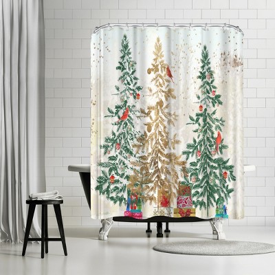 Three Christmas Trees by PI Creative Holiday Collection Shower Curtain - Americanflat