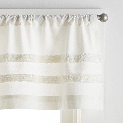 Ivory Textured Rod Pocket Valance and Tier Curtain Set