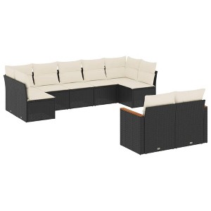 vidaXL Garden Sofa Set Black PE rattan 9 Piece Modular Garden Sofa Set - 1 of 4