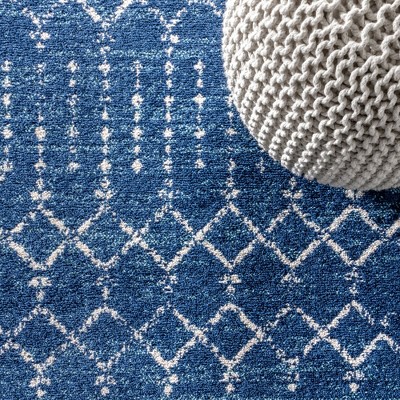 Modern Indigo Ivory Moroccan Diamond 4' x 6' Area Rug