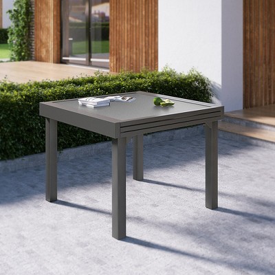 Crestlive Products Modern Aluminum Outdoor Dining Table Expandable Patio Glass Dining Table for 6-8 35" to 70" for Backyard, Porch, Deck, Garden
